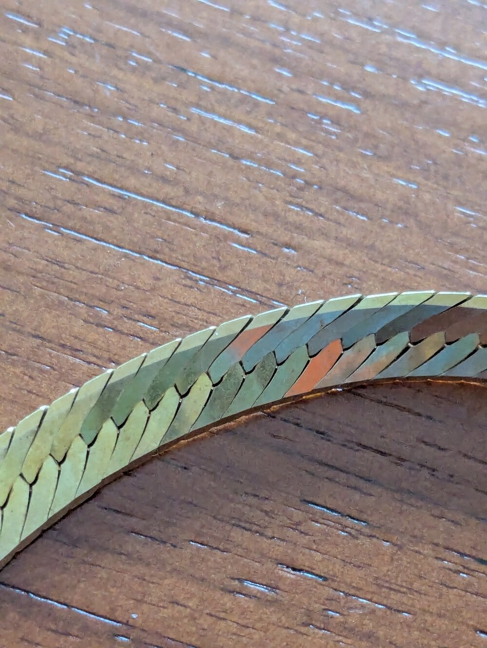 Solid 14kt Gold 6.5mm Herringbone Chain Bracelet 8"